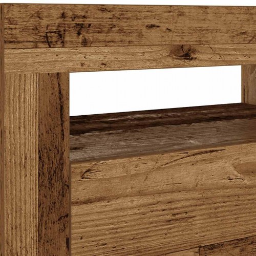 Sengeborde med LED-lys - 2 stk., 60×35×40 cm, antikt træ