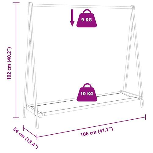 Tøjstativ med hylder 106x34x102 cm bambus