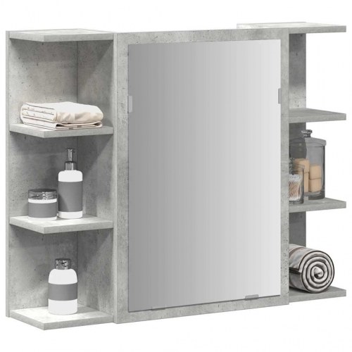 Badeværelsesskab med spejl 80 x 20,5 x 64 cm - betongrå