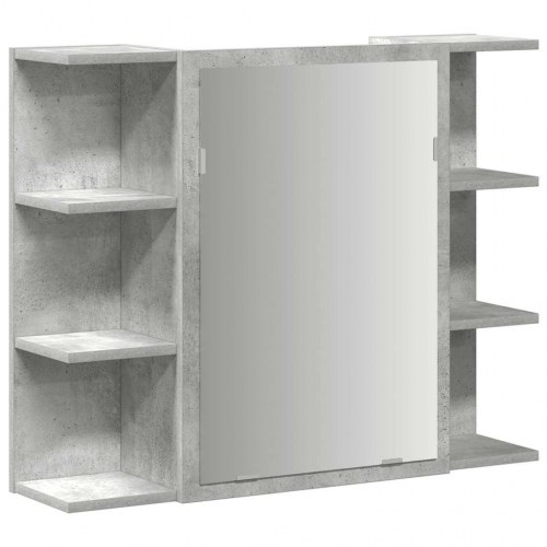 Badeværelsesskab med spejl 80 x 20,5 x 64 cm - betongrå