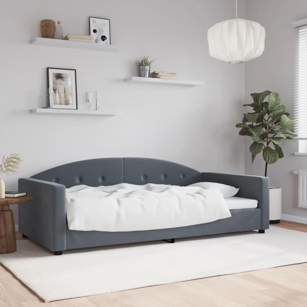 Daybed Velour Mørkegrå - uden madras / 100 x 200 cm
