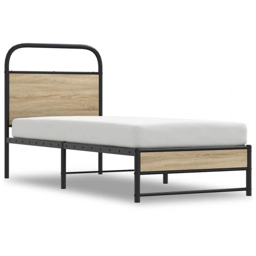 Sengeramme 75 x 190 cm med sengegavl - røget eg