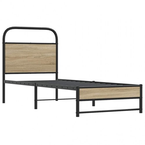 Sengeramme 75 x 190 cm med sengegavl - røget eg