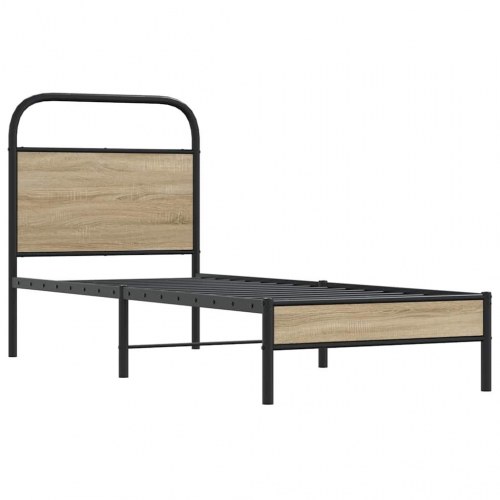 Sengeramme 80 x 200 cm med sengegavl - røget eg