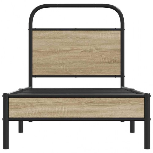 Sengeramme 80 x 200 cm med sengegavl - røget eg