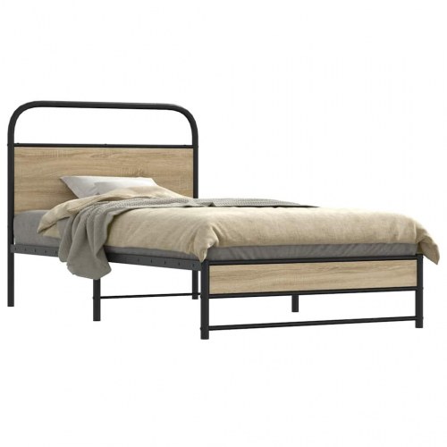 Sengeramme 90 x 190 cm med sengegavl - røget eg