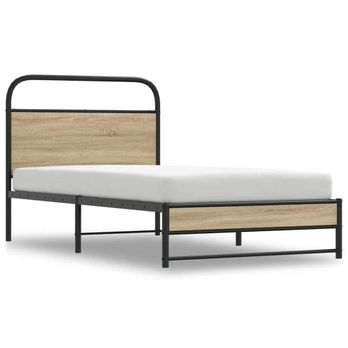 Sengeramme 90 x 190 cm med sengegavl - røget eg