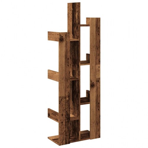 Bogreol i konstrueret træ - 48 × 25,5 × 140 cm, antikt træ