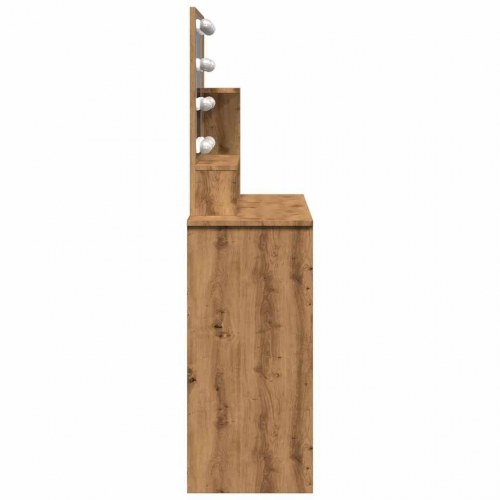 Makeupbord med LED-lys og spejl 86,5×35×136 cm - kunsteg
