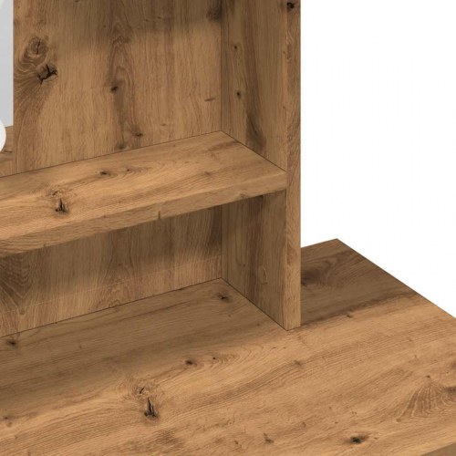 Makeupbord med LED-lys og spejl 86,5×35×136 cm - kunsteg