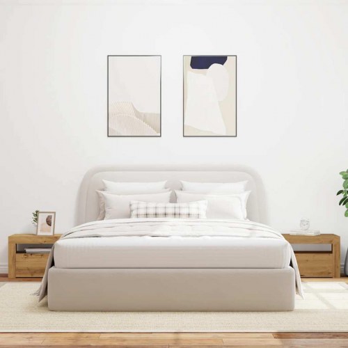 Sengeborde med LED-lys - 2 stk., 60×35×40 cm, egetræsfarve