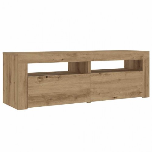 Sengeborde med LED-lys - 2 stk., 60×35×40 cm, egetræsfarve