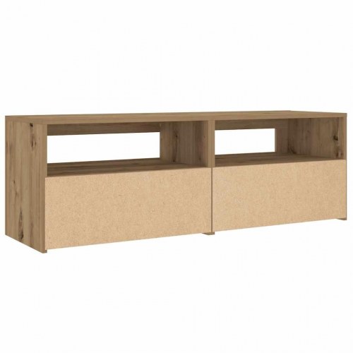 Sengeborde med LED-lys - 2 stk., 60×35×40 cm, egetræsfarve