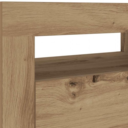 Sengeborde med LED-lys - 2 stk., 60×35×40 cm, egetræsfarve