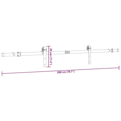 Skinnesæt til skydedør 200 cm stål sort