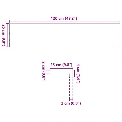 Vindueskarme i massivt egetræ - 2 stk, brunsort, 120 × 25 × 2 cm