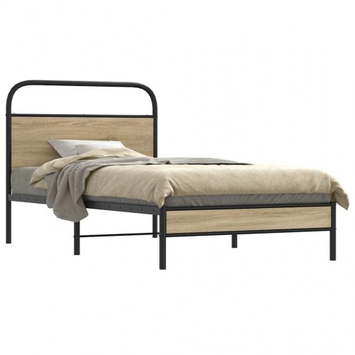 Sengeramme 90 x 200 cm med sengegavl - røget eg
