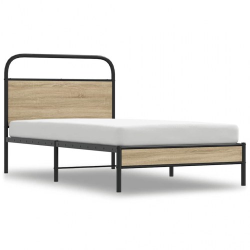 Sengeramme 90 x 200 cm med sengegavl - røget eg