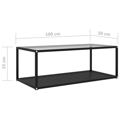 Konsolbord 100x36x90 cm hærdet glas transparent og sort