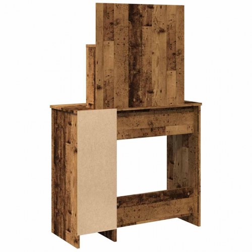 Makeupbord med LED-lys 86,5×35×136 cm - antikt trælook