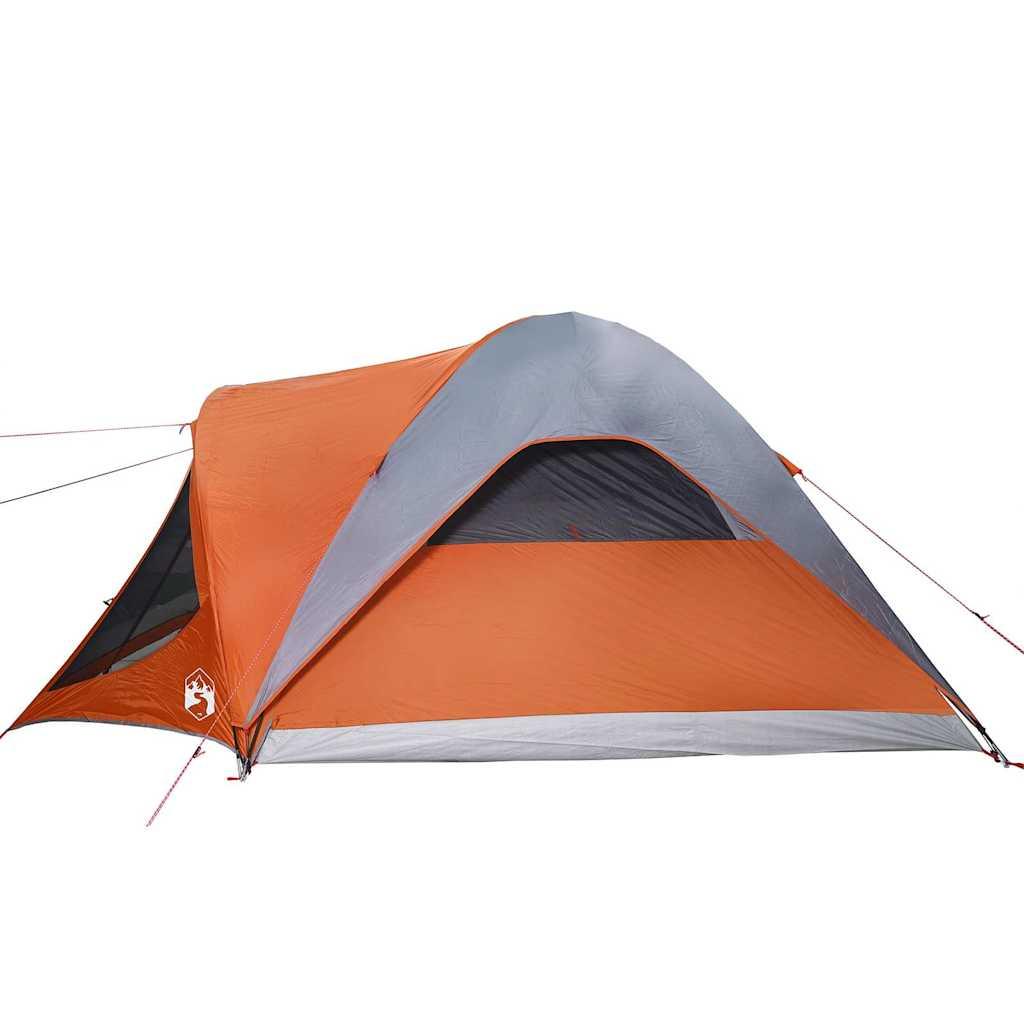 6-personers campingtelt vandafvisende grå og orange