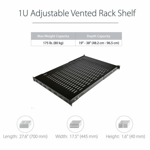 Fast bakke til rack kabinet Startech ADJSHELF
