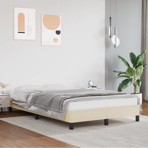 Sengeramme 120×200 cm i kunstlæder - cremefarvet