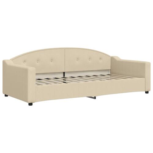Daybed med udtræk og skuffer 90x200 cm stof cremefarvet