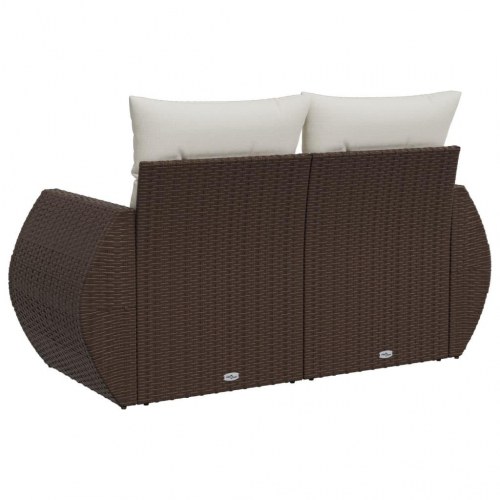 2-personers havesofa i polyrattan med hynder og opbevaring - brun