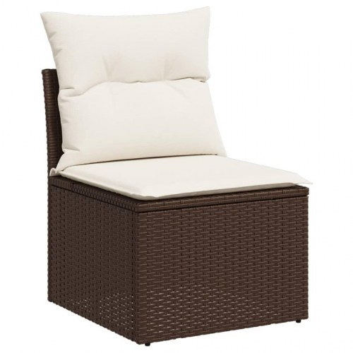 Sofasæt til haven i polyrattan - 7 dele med hynder, brun