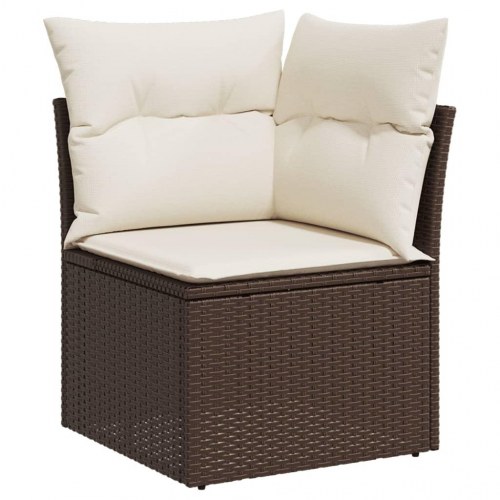 Sofasæt til haven i polyrattan - 9 dele med hynder, brun