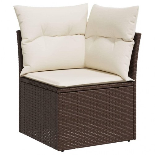 Sofasæt til haven i polyrattan - 10 dele med hynder, brun