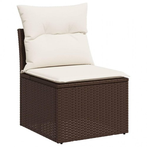 Sofasæt til haven i polyrattan - 10 dele med hynder, brun