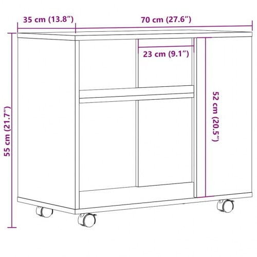 Sidebord på hjul 70×35×55 cm - konstrueret træ, antikt træ