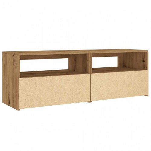 Tv-bord med LED-lys 120 × 35 × 40 cm - konstrueret træ i kunsteg