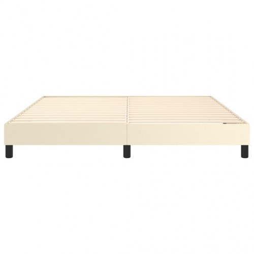 Boxspring sengeramme 160×200 cm i kunstlæder - cremefarvet
