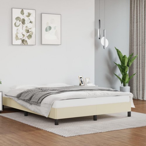 Sengeramme 140x200 cm i kunstlæder - cremefarvet