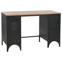 Dobbelt piedestal-skrivebord massivt grantræ og stål 120 x 50 x 76 cm