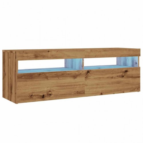 Tv-bord med LED-lys 120×35×40 cm - konstrueret træ, kunsteg