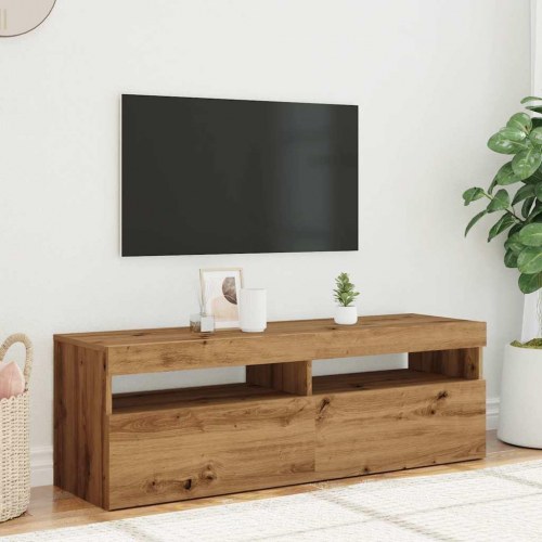 Tv-bord med LED-lys 120×35×40 cm - konstrueret træ, kunsteg