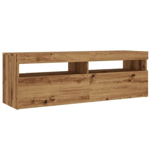 Tv-bord med LED-lys 120×35×40 cm - konstrueret træ, kunsteg
