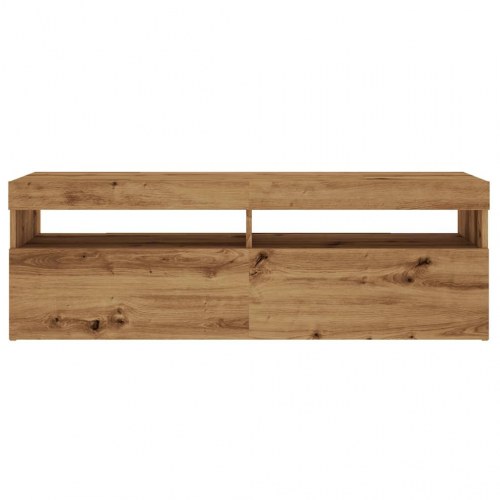 Tv-bord med LED-lys 120×35×40 cm - konstrueret træ, kunsteg