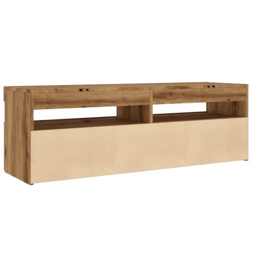 Tv-bord med LED-lys 120×35×40 cm - konstrueret træ, kunsteg