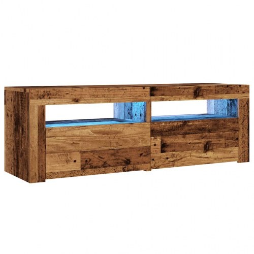 Tv-bord med LED-lys 120 × 35 × 40 cm - konstrueret træ, antikt træ