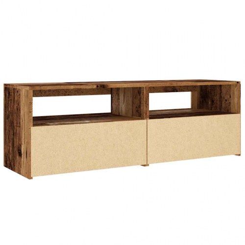 Tv-bord med LED-lys 120 × 35 × 40 cm - konstrueret træ, antikt træ