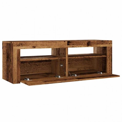 Tv-bord med LED-lys 120 × 35 × 40 cm - konstrueret træ, antikt træ