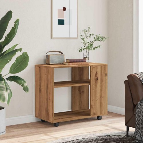 Sidebord på hjul 70×35×55 cm - konstrueret træ, kunsteg