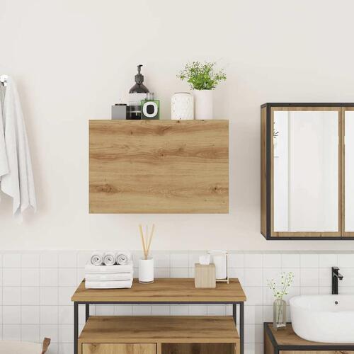 Væghængt badeværelsesskab 60x25x40 cm konstrueret træ kunsteg