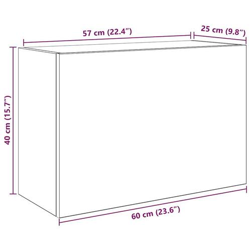Væghængt badeværelsesskab 60x25x40 cm konstrueret træ kunsteg
