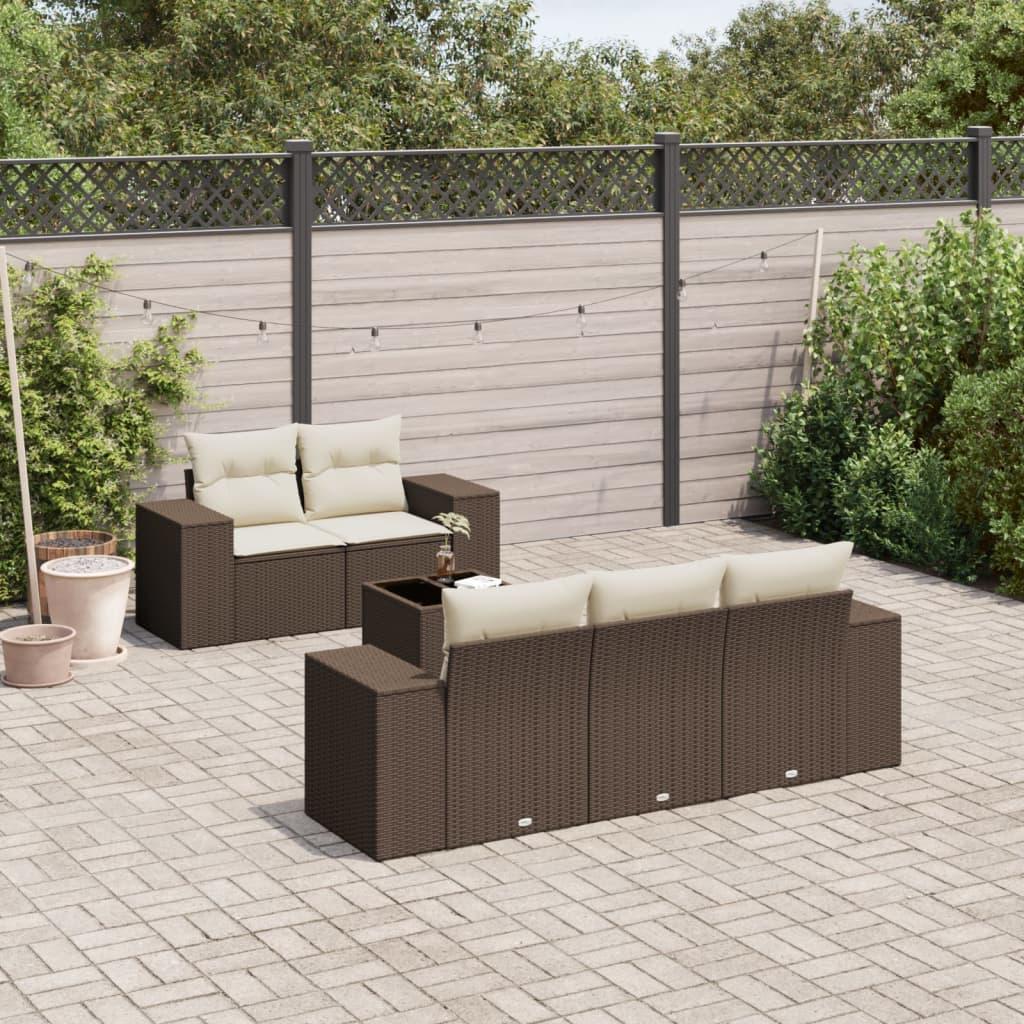 Sofasæt Til Haven 6 Dele Med Hynder Polyrattan - Brun